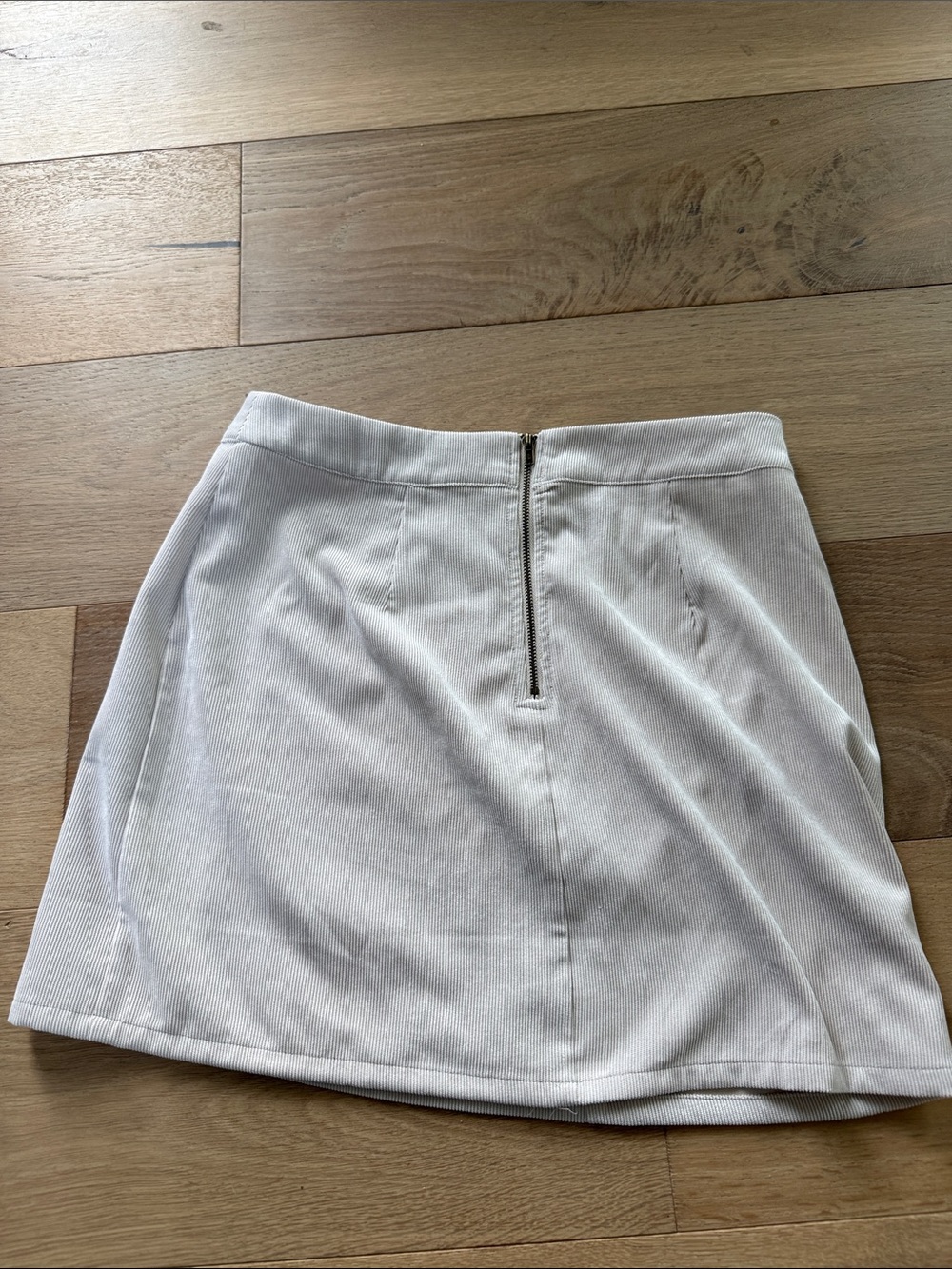 Altar'd State Ivory Mini Skirt with Exposed Back Zip
